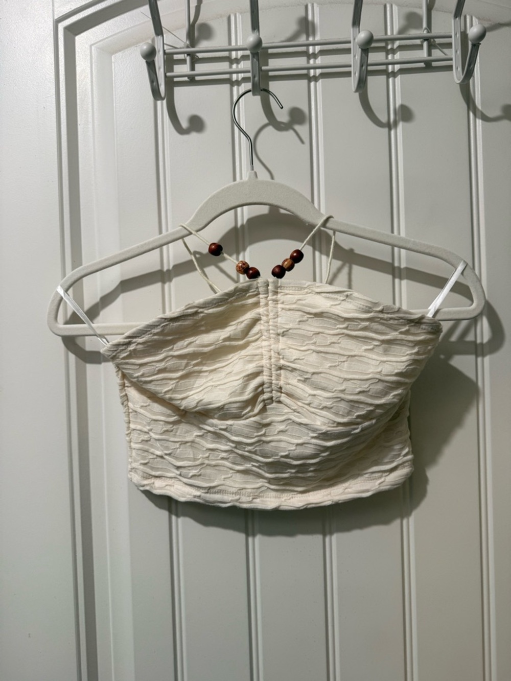 SHEIN Cream Textured Strapless Crop Cami